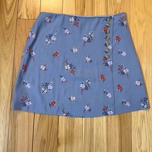 Madewell Blue Floral A-Line Skirt